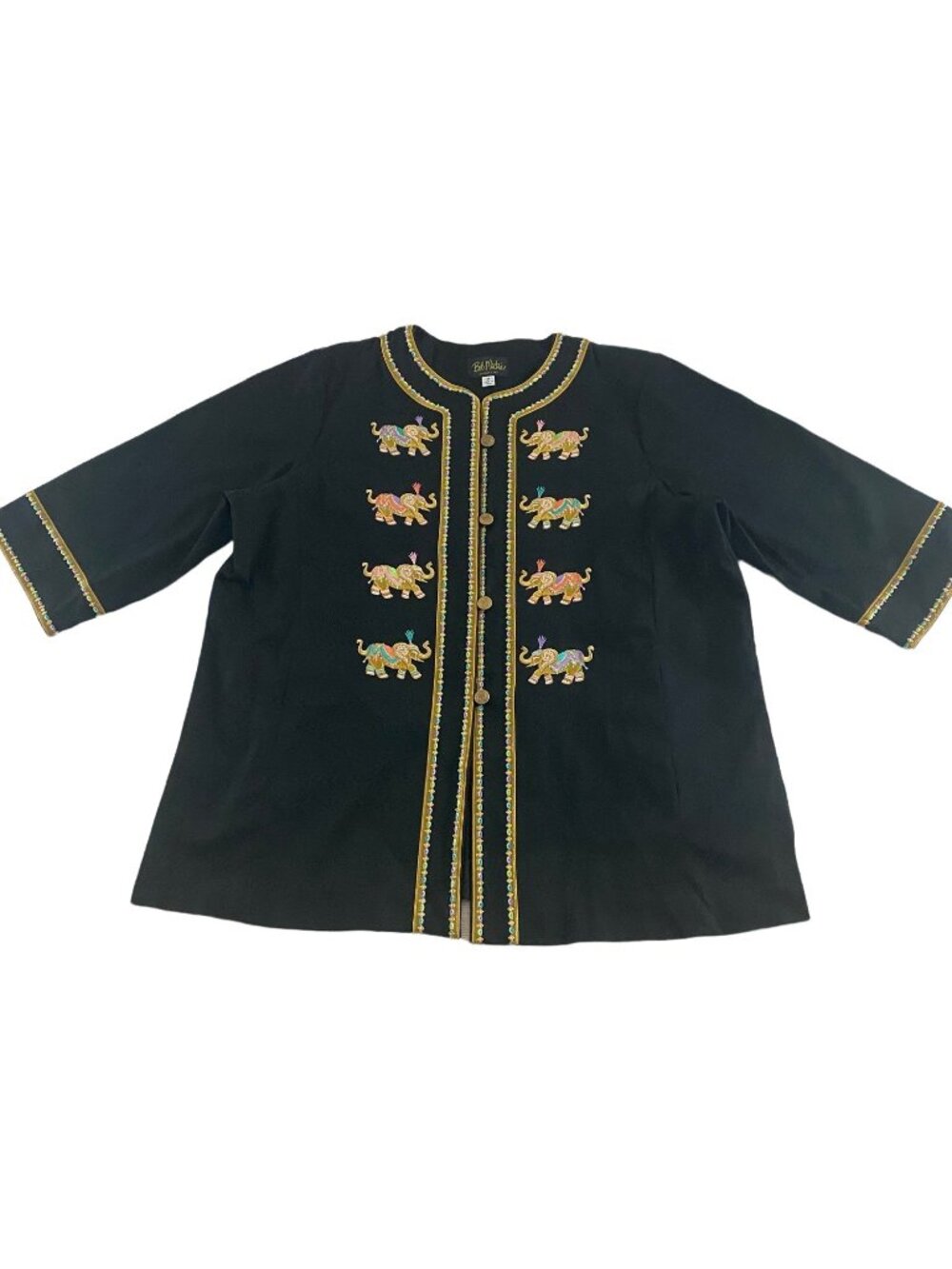 Vintage Bob Mackie Elephant Embroidered Werable Art Button Front Evening Jacket